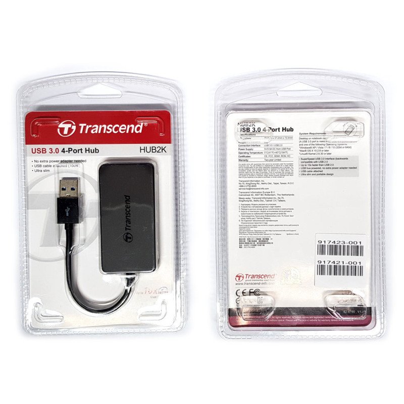 USB 3.0 Hub Transcend 4x Port USB-Hub